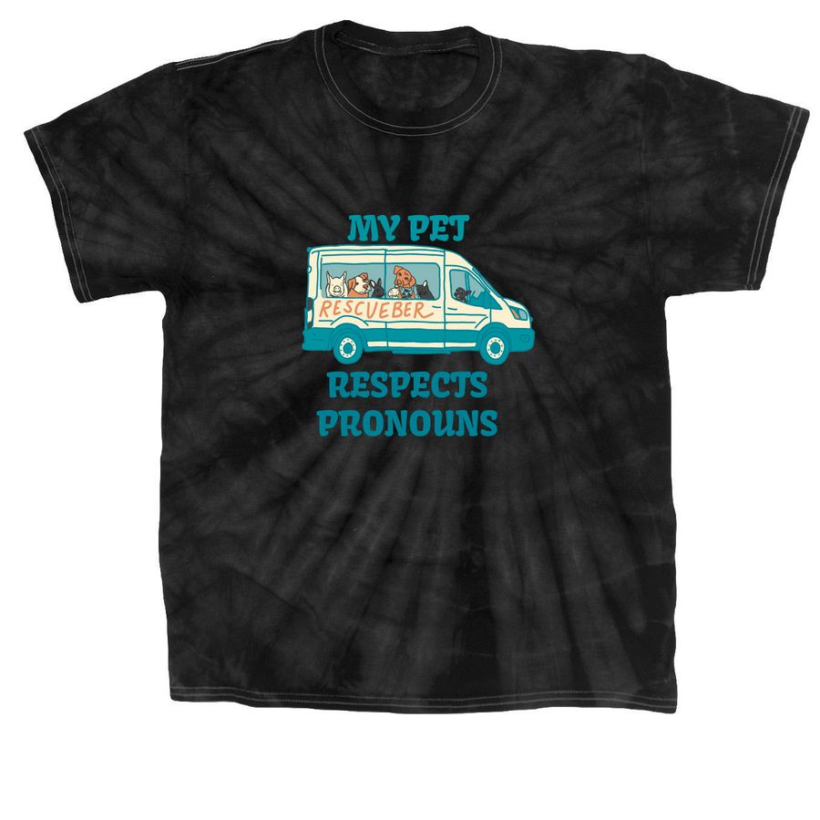 Proud of the pronouns&nbsp;, a Black Classic Tie Dye Tee