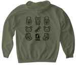 Child Passenger Safety Technician, a Military Green Gildan Softstyle Pullover Hoodie (back-view)