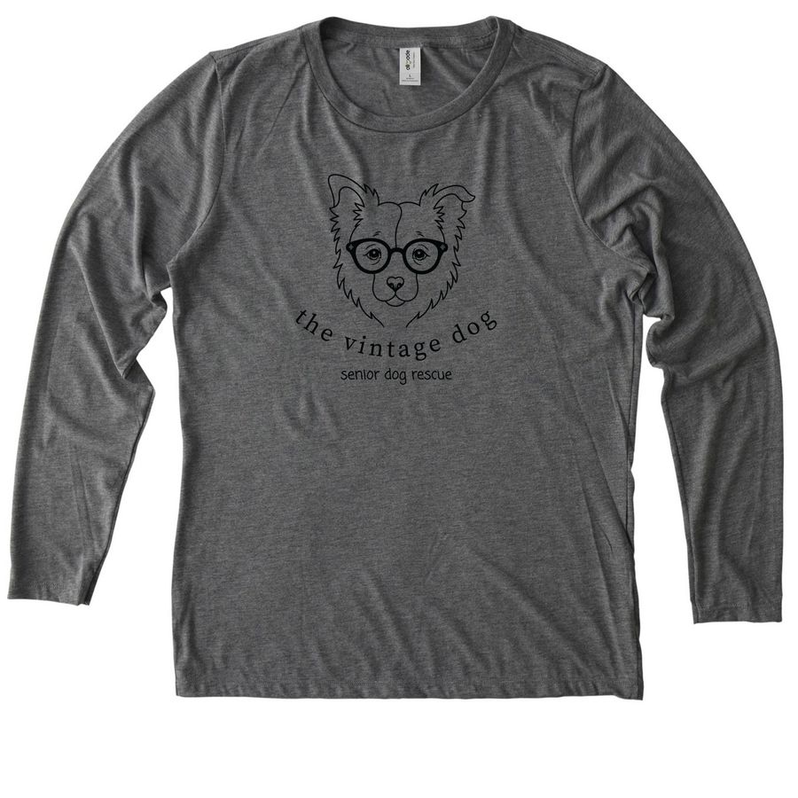 The Vintage Dog Logo Black, a Aluminum Grey Allmade Eco Triblend Women?s Long Sleeve Tee