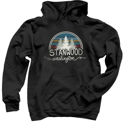 Stanwood Front Printed Sweatshirt, a Black Pullover Hoodie