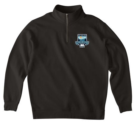 Our District, a Black Midweight Quarter Zip Pullover (back-view)