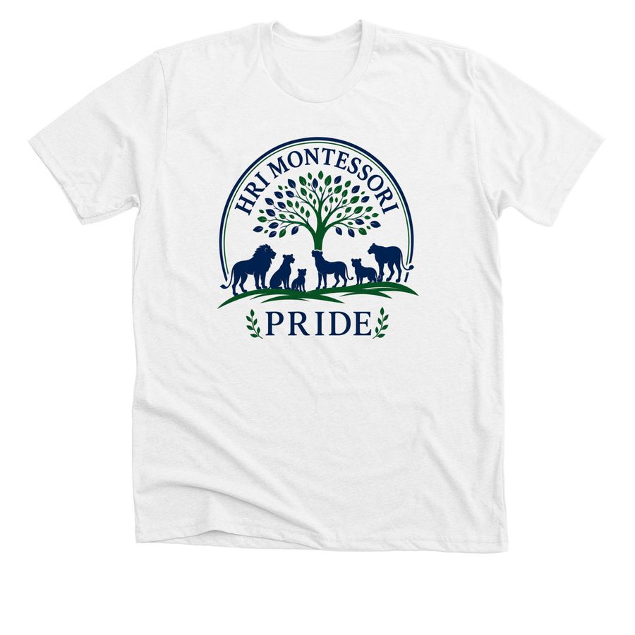 Pride Logo- Adult Grey/White with Color Print, a Solid White Blend Premium Unisex Tee