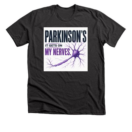 Parkinson's It Gets on my Nerves, a Dark Grey Heather Premium Unisex Tee