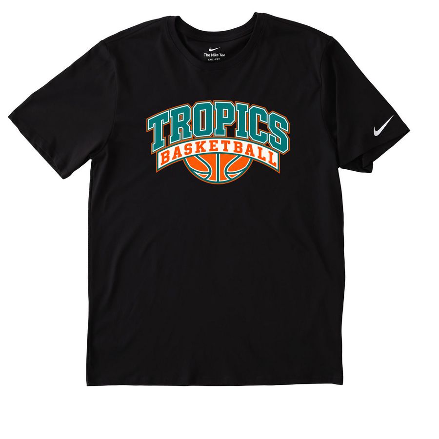 Tropics Basketball, a Black Nike Dri-FIT Jersey Blend Performance Tee