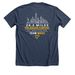 Every Mile Means More., a Heather Navy Premium Unisex Tee (back-view)