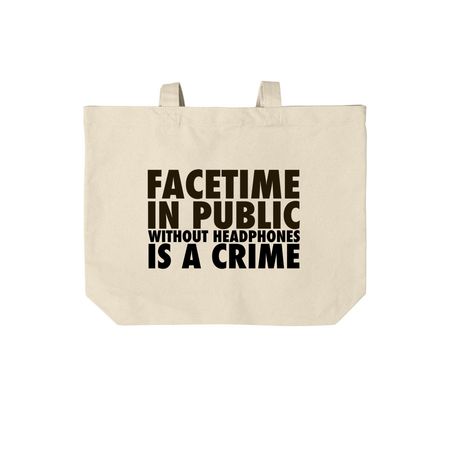 FACETIME IN BAG, a Natural Cotton Canvas Tote Bag