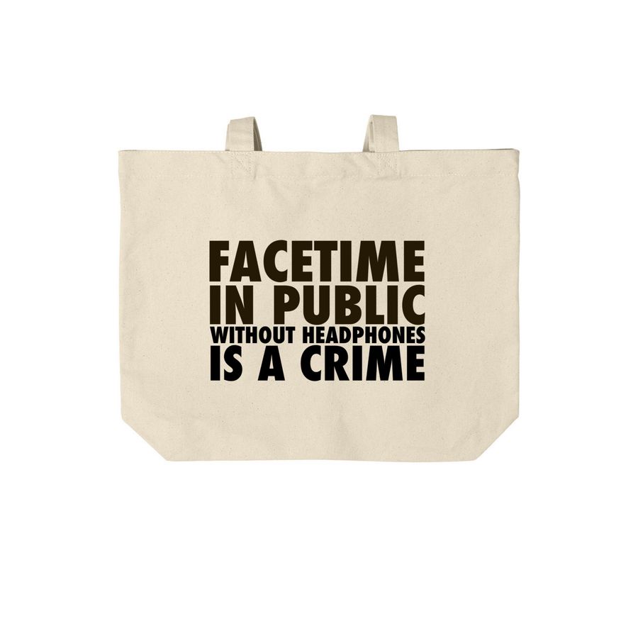 FACETIME IN BAG, a Natural Cotton Canvas Tote Bag