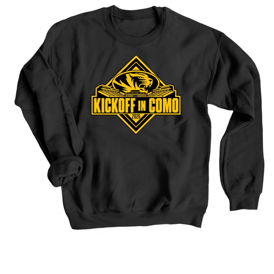 Official Mizzou Tigers Kickoff In COMO 2026 S, a Black Crewneck Sweatshirt
