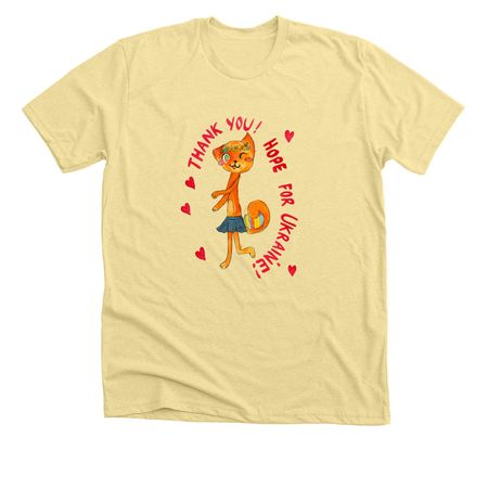 Painted by a child in Ukraine, a Heather French Vanilla Premium Unisex Tee