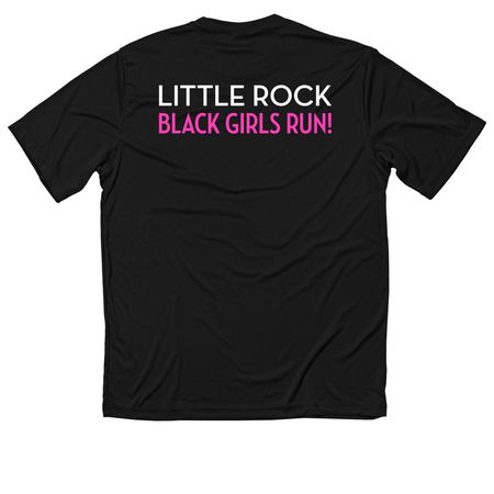 Black Girls RUN! Little Rock, a Black Classic Performance Tee (back-view)