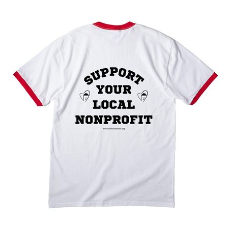 Hudson, a White/ Red Cotton Ringer Tee (back-view)