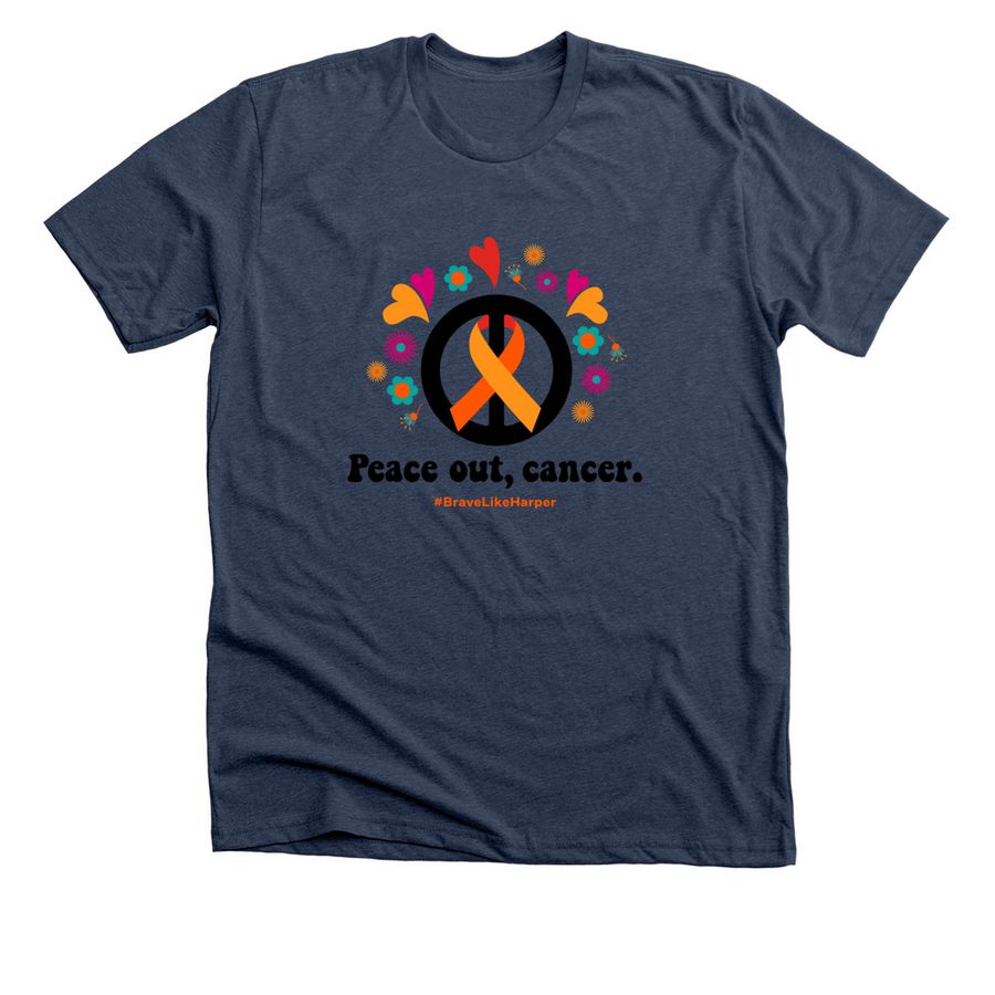 Peace Out, Cancer! is Back, a Heather Navy Premium Unisex Tee