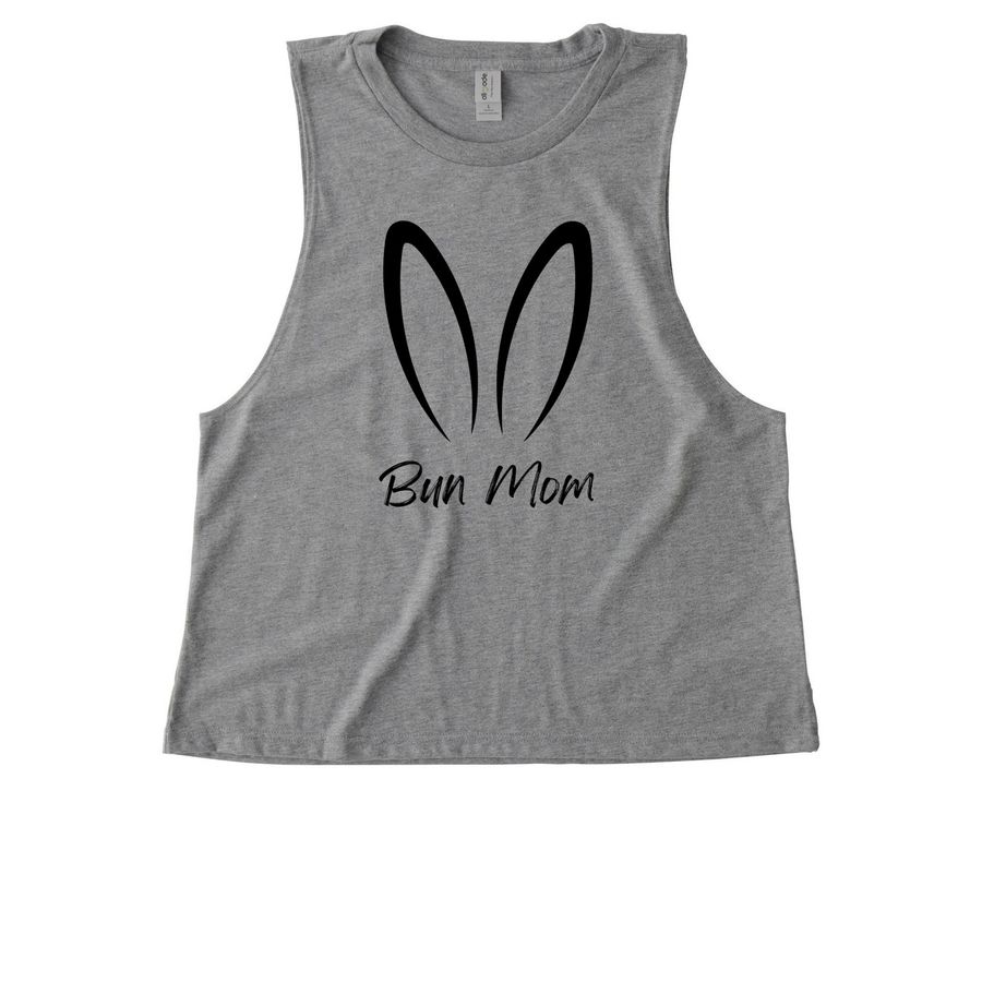 Bun Mom Black - ears only, a Aluminum Grey Allmade Eco Triblend Women?s Muscle Tank
