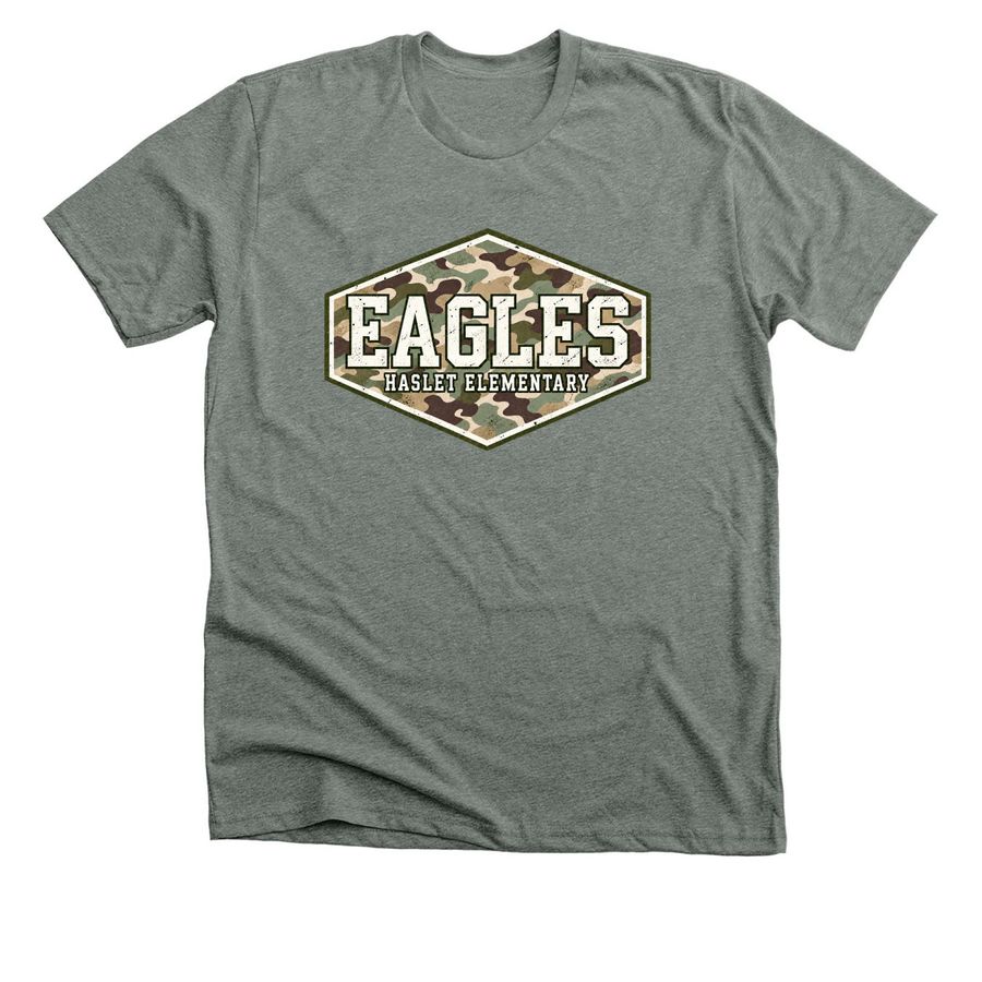 Haslet Camo, a Deep Heather Premium Unisex Tee