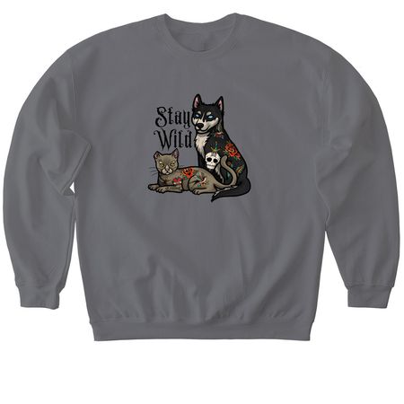 Stay Wild, a Charcoal Softstyle Crewneck Sweatshirt