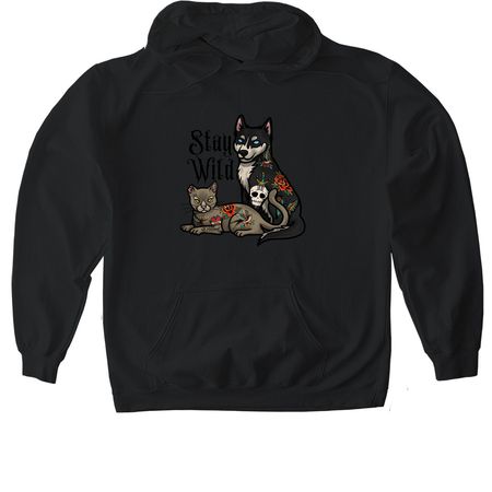 Stay Wild, a Black Gildan Softstyle Pullover Hoodie