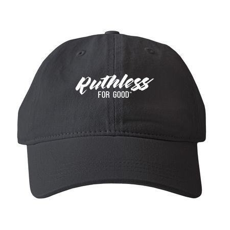 Ruthless for Good Hat, a Black Printed Pigment Dye Baseball Cap