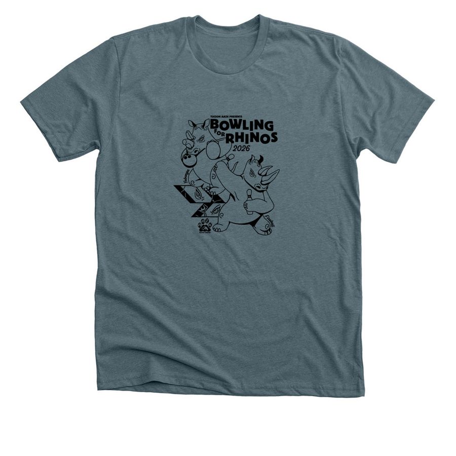 Tucson AAZK Bowling for Rhinos 2026, a Heather Slate Premium Unisex Tee