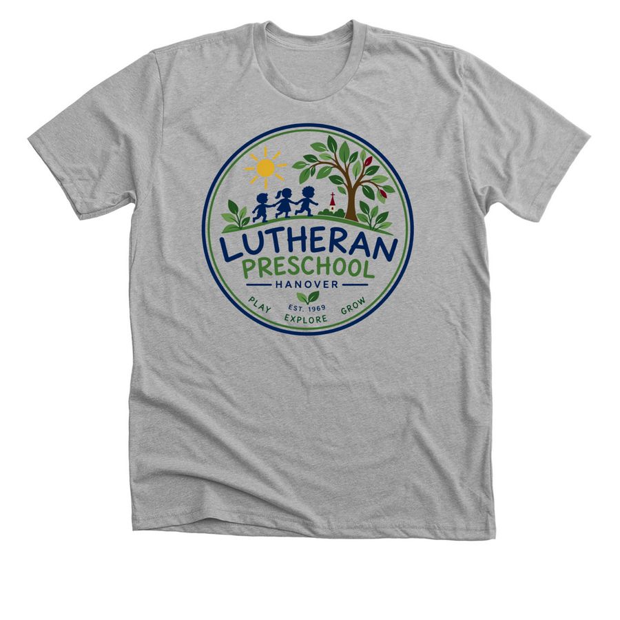 Lutheran Preschool - Family Gear, a Athletic Heather Premium Unisex Tee