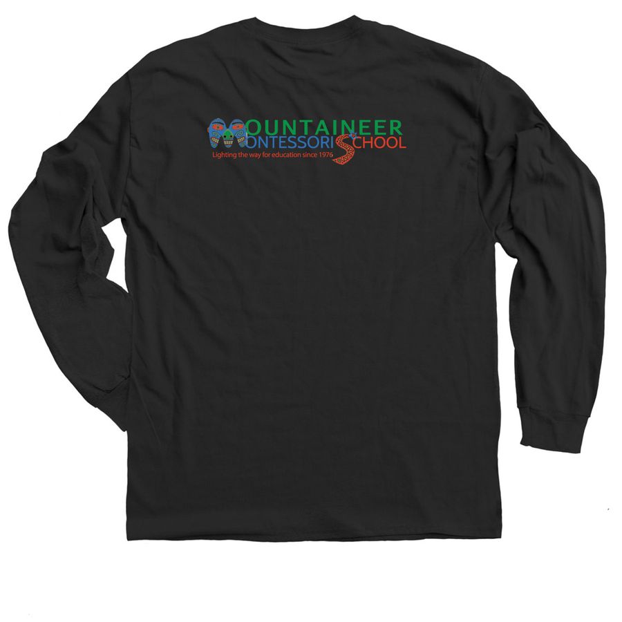 Mountaineer Montessori Adult M-Gear&nbsp;, a Black Classic Long Sleeve Tee (back-view)