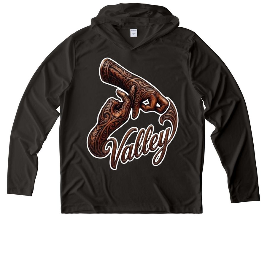 Y.P.O. VALLEY, a Black UV Performance Long Sleeve Hoodie