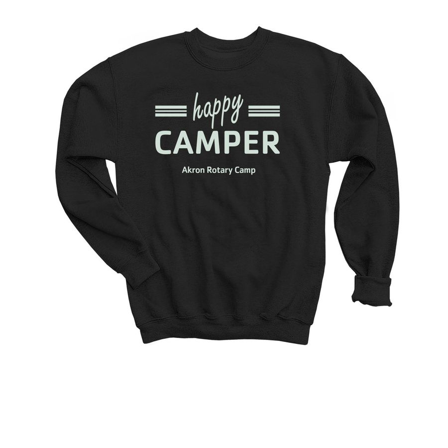 Happy Camper, a Black Youth Crewneck Sweatshirt
