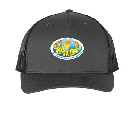 Heart Of Surfing Official Logo Hats, a Charcoal/ Black Printed Five-Panel Trucker Cap
