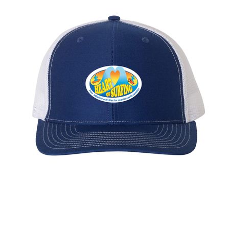 Heart Of Surfing Official Logo Hats, a Royal/ White Printed Snapback Trucker Cap