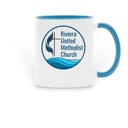 Logo Mug, a Light Blue Two-Tone Ceramic Mug