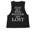 Stray Charles&nbsp;, a Deep Black Allmade Eco Triblend Women?s Muscle Tank (back-view)