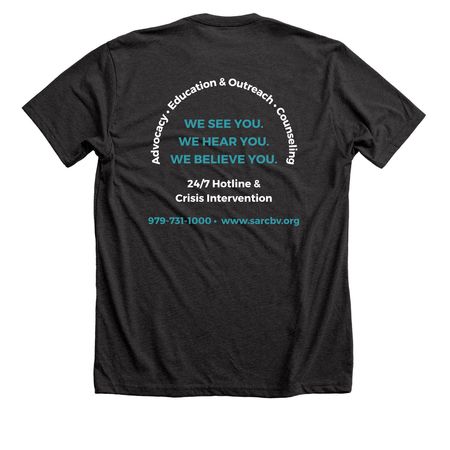 SARC Awareness, a Dark Grey Heather Premium Unisex Tee (back-view)