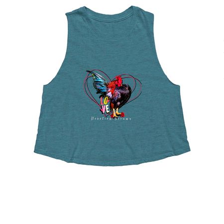Serama Love #1, a Heather Deep Teal Women's Cropped Racerback Tank