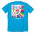 Official 2026 Hey Jude Buddy Walk Tee Shirt!, a Neon Blue Premium Unisex Tee (back-view)