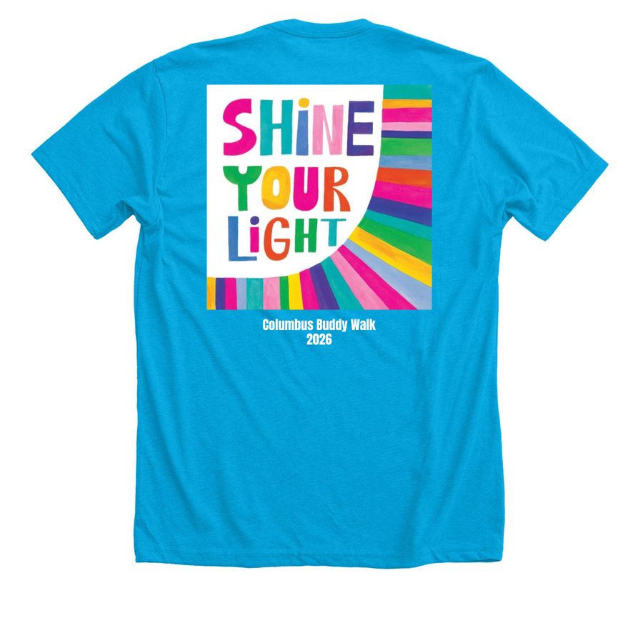Official 2026 Hey Jude Buddy Walk Tee Shirt!, a Neon Blue Premium Unisex Tee (back-view)