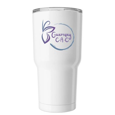 Skye Tumbler, a White Insulated Tumbler (back-view)