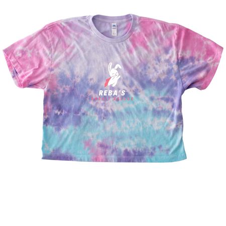 Reba's Rabbit Rescue, a Cotton Candy Women's Tie Dye Cropped Tee