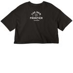 Her New Frontier Athletic Apparel, a Black Women?s Cropped Cotton Tee (back-view)