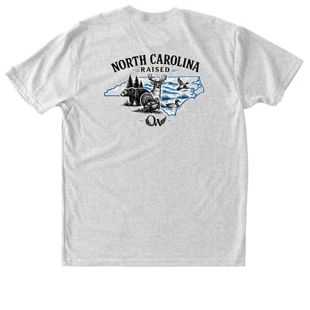 O&W NC Raised, a Heather White Triblend Unisex Tee (back-view)