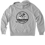 ESBC front and back logo&nbsp;, a Granite Grey Heather Allmade Organic French Terry Zip Up Hoodie (back-view)