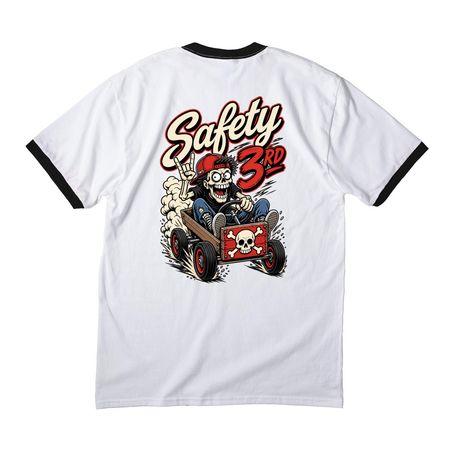 Safety 3rd, a White/ Jet Black Cotton Ringer Tee
