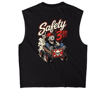 Safety 3rd, a True Black Heavyweight Garment Dye Muscle Tee
