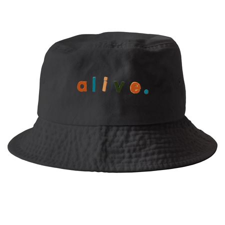 Alive Buck Hat, a Black Printed Bucket Hat