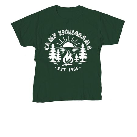 2026 Camp Shirt - White Print, a Forest Green Youth Unisex Tee