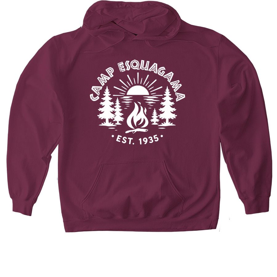 2026 Camp Shirt - White Print, a Maroon Gildan Softstyle Pullover Hoodie