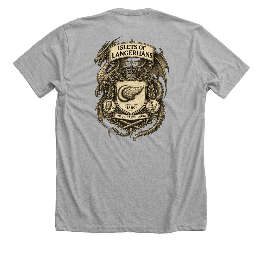 Islets of Langerhans, a Athletic Heather Premium Unisex Tee (back-view)