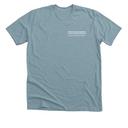 Live Justly. Love Deeply. Steward Wisely., a Heather Blue Lagoon Premium Unisex Tee