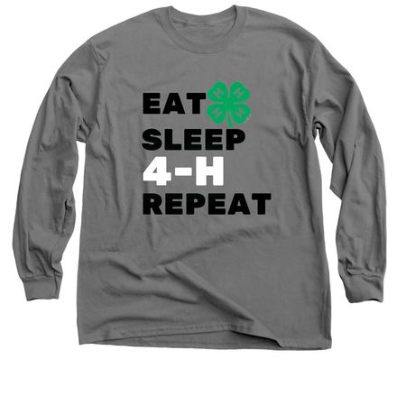 Eat, Sleep, 4-H, Repeat, a Charcoal Classic Long Sleeve Tee