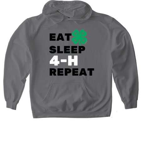 Eat, Sleep, 4-H, Repeat, a Charcoal Gildan Softstyle Pullover Hoodie