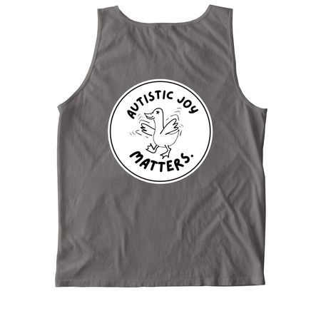 Autistic joy matters with pocket circle, a Grey Comfort Colors Tank Top (back-view)