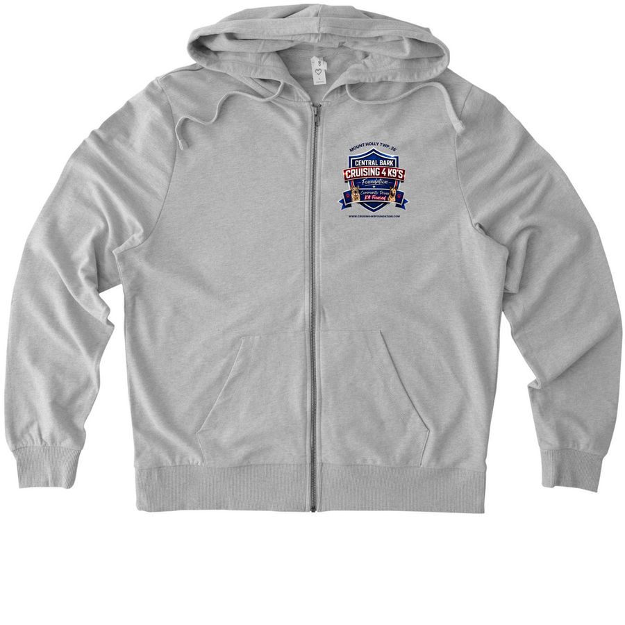 Cruisin' For K9's | Official Gear.&nbsp;, a Granite Grey Heather Allmade Organic French Terry Zip Up Hoodie